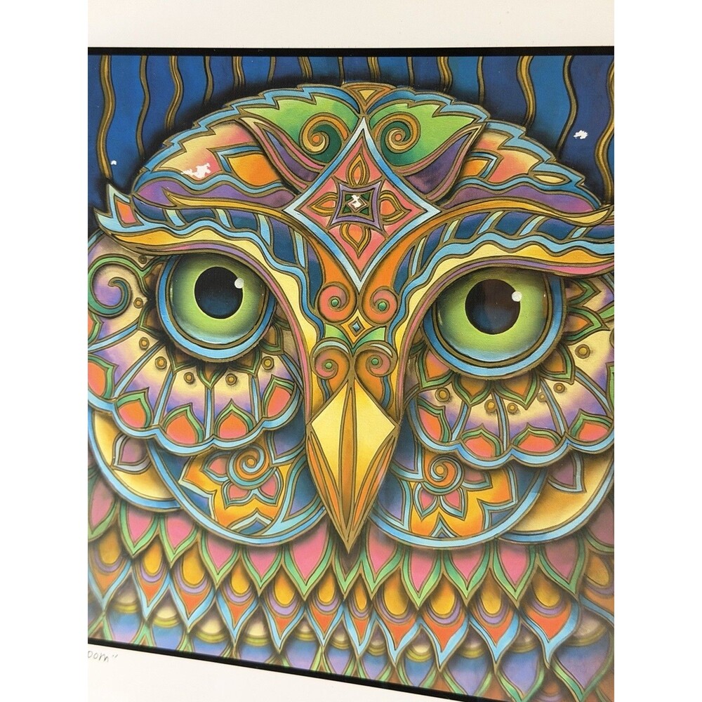 Gary Benfield ‘Wisdom’ Colorful, Psychedelic Owl Lithograph Print 12 1/2 X 16
